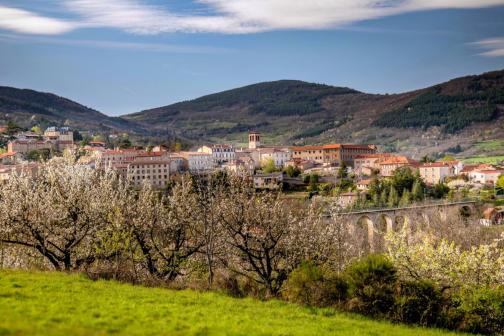 Vue sur Pélussin dans le Massif du Pilat